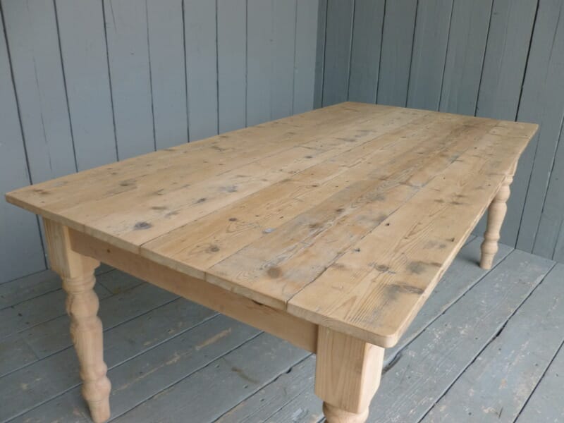 Floorboard Top Reclaimed Pine Farmhouse, Reclaimed Farmhouse Table