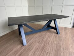 Antique Zinc Kitchen Table with A frame Legs