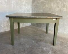 Antique Zinc Top Kitchen Table With Green Base