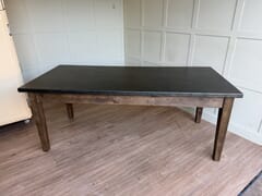 Antique Zinc Top Kitchen Table with Waxed Base