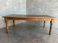 Bespoke Made Plank Top Table With Turned Legs