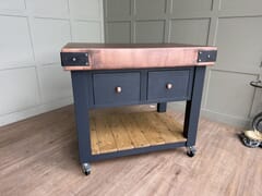 Copper Top Butchers Block Style Kitchen Island