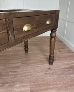 Handmade Waxed Wooden Dining Table Base with Drawers