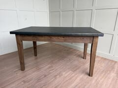 Handmade Zinc Top Dining Table With Waxed Wooden Base