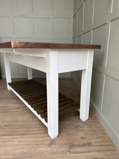 Made To Measure Copper Kitchen Island With Slatted Shelf