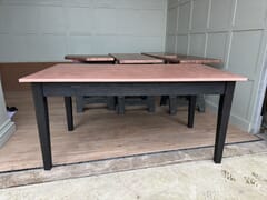 Matt Copper Table With Stained Wooden Base