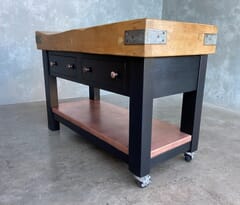 Old Butchers Block Top With Copper Shelf