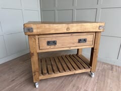 Original Butchers Block Top On Handmade Wooden Base