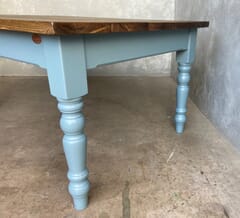 Plank Top Table Painted In Farrow And Ball De Nimes