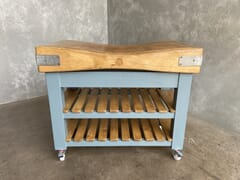 Traditional Wooden Butchers Block Used As Kitchen Island