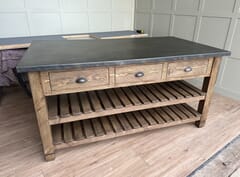 Zinc Top Kitchen Island With Waxed Base