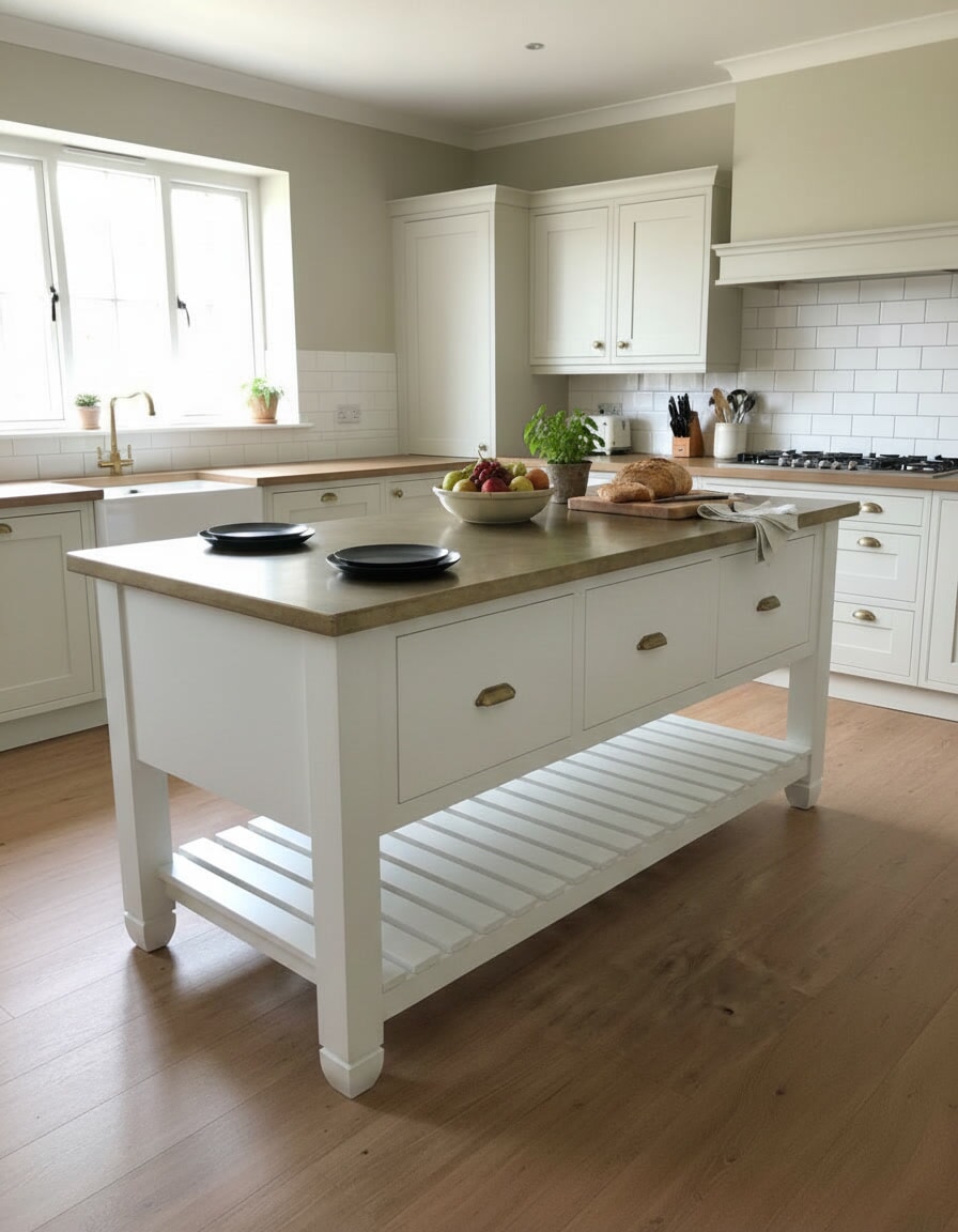 Kitchen Islands at UKAA. Traditional or Modern Kitchen Central Islands Made To Measure With Seating Fitted Metal Tops such as Zinc Copper or Brass