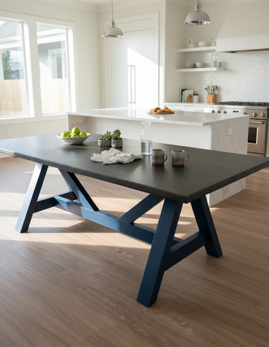 Buy Bespoke Made Kitchen & Dining Tables With Metal Tops Such as Zinc, Copper & Brass or Traditional Farmhouse Style Tables Made From Old Pine at UKAA