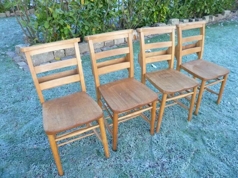 Set of 4 Antique Church - Chapel Chairs Suitable for Home or Restaurant - 3141