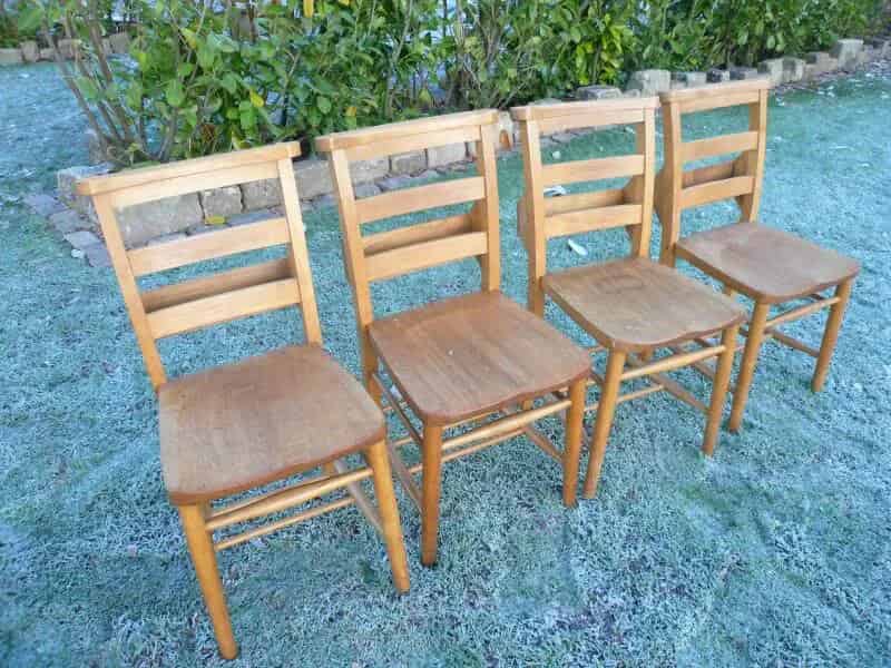 Set of 4 Antique Church - Chapel Chairs Suitable for Home or Restaurant