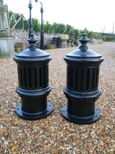 Pair Of Cast Iron Finials from a Water Works - 2743