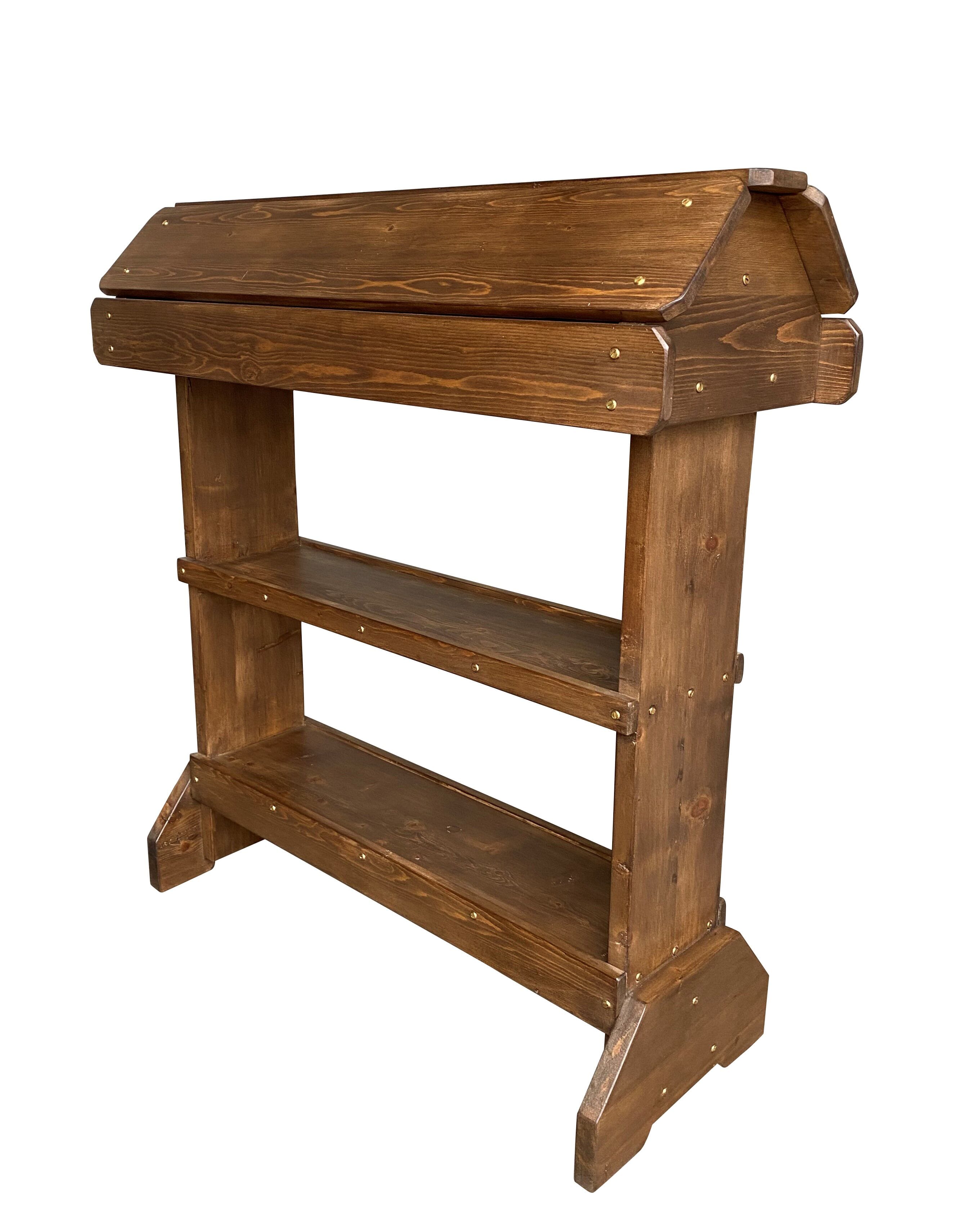 Reclaimed Pine Bespoke Twin Saddle Rack & Shelves - D1670