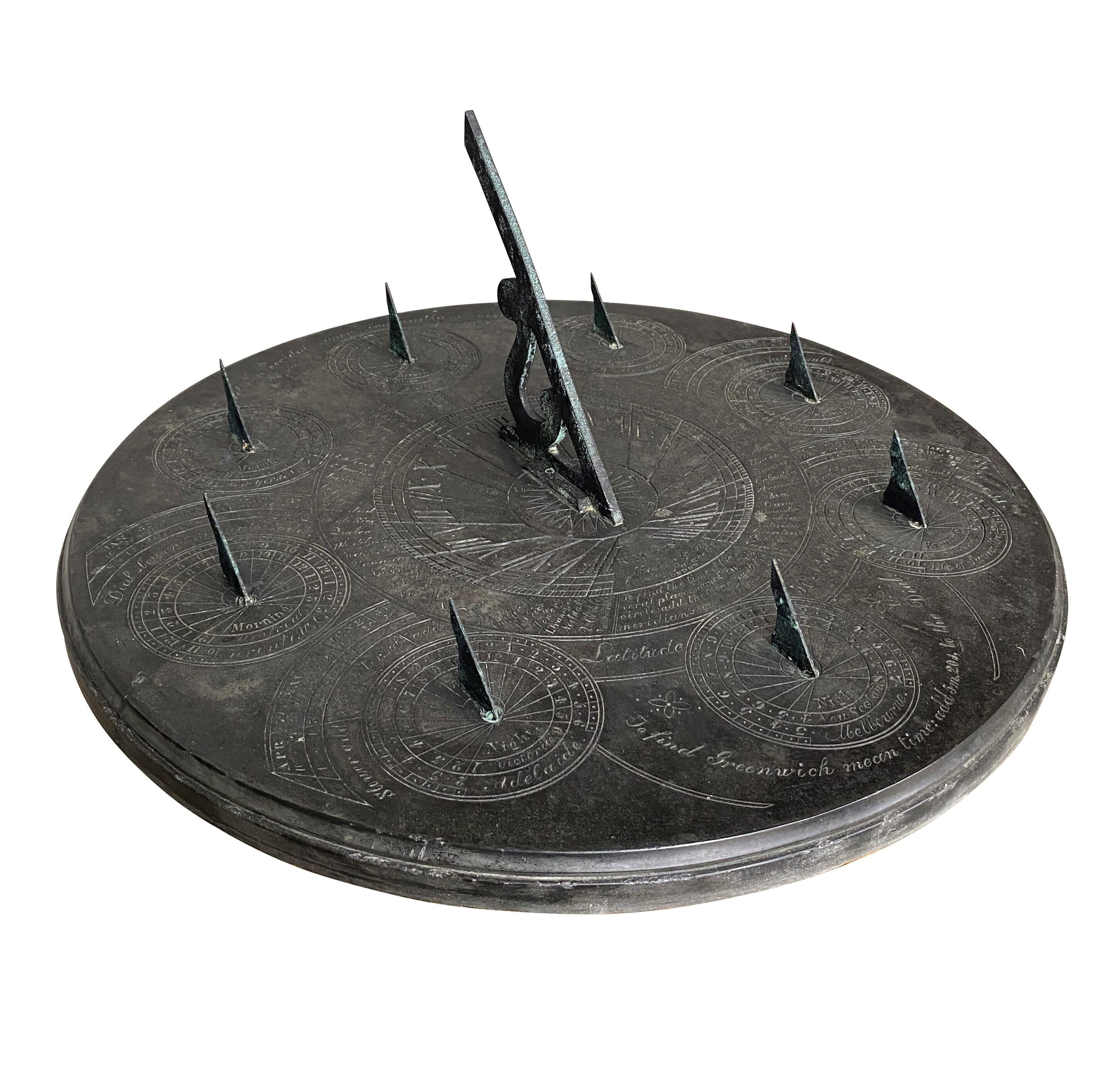 Antique Richard Melvin Garden Circular Slate Sundial - 9162