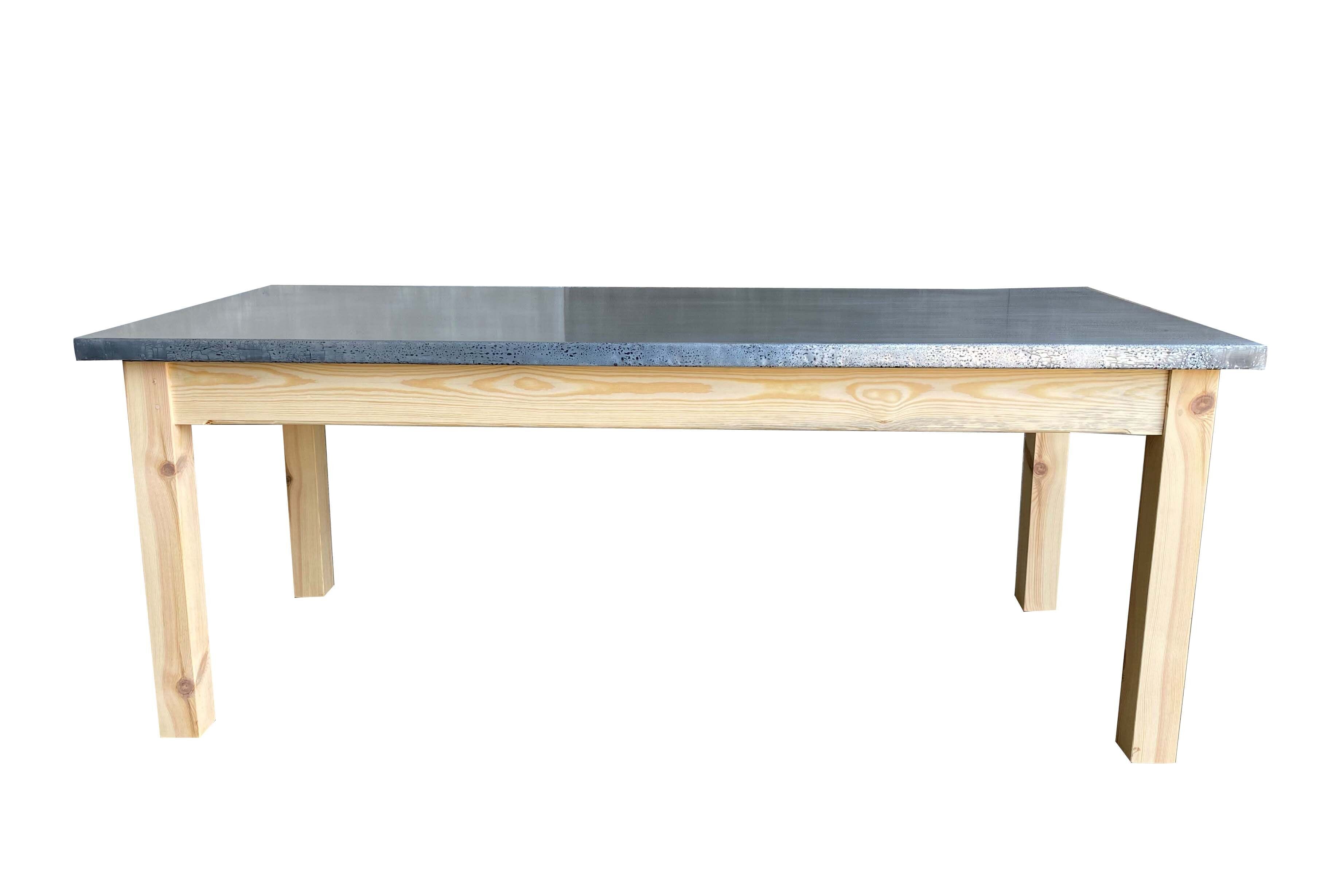 Bespoke Antique Distressed Zinc Top Kitchen Table - D1676