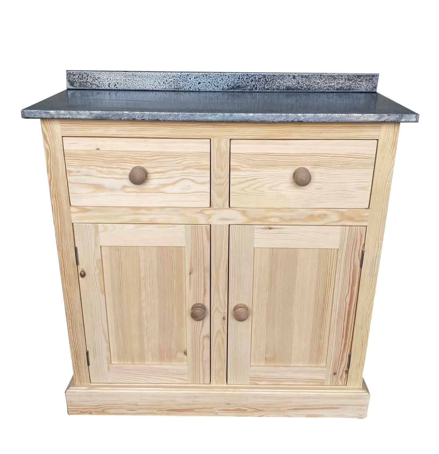 Bespoke Distressed Antiqued Zinc Top Side Cupboard