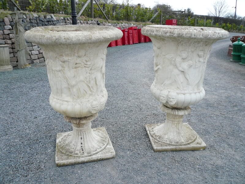 Large Pair Of Borghese Vases - Garden Planters - 3273