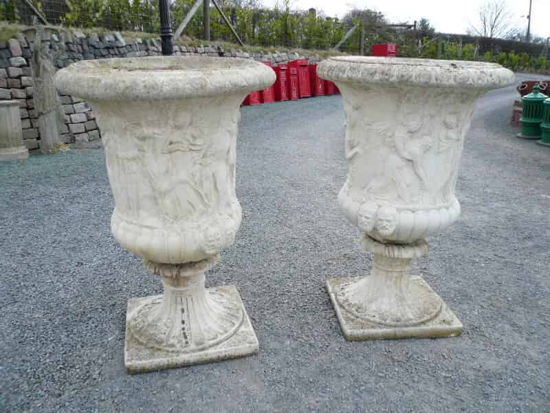 Large Pair Of Borghese Vases - Garden Planters