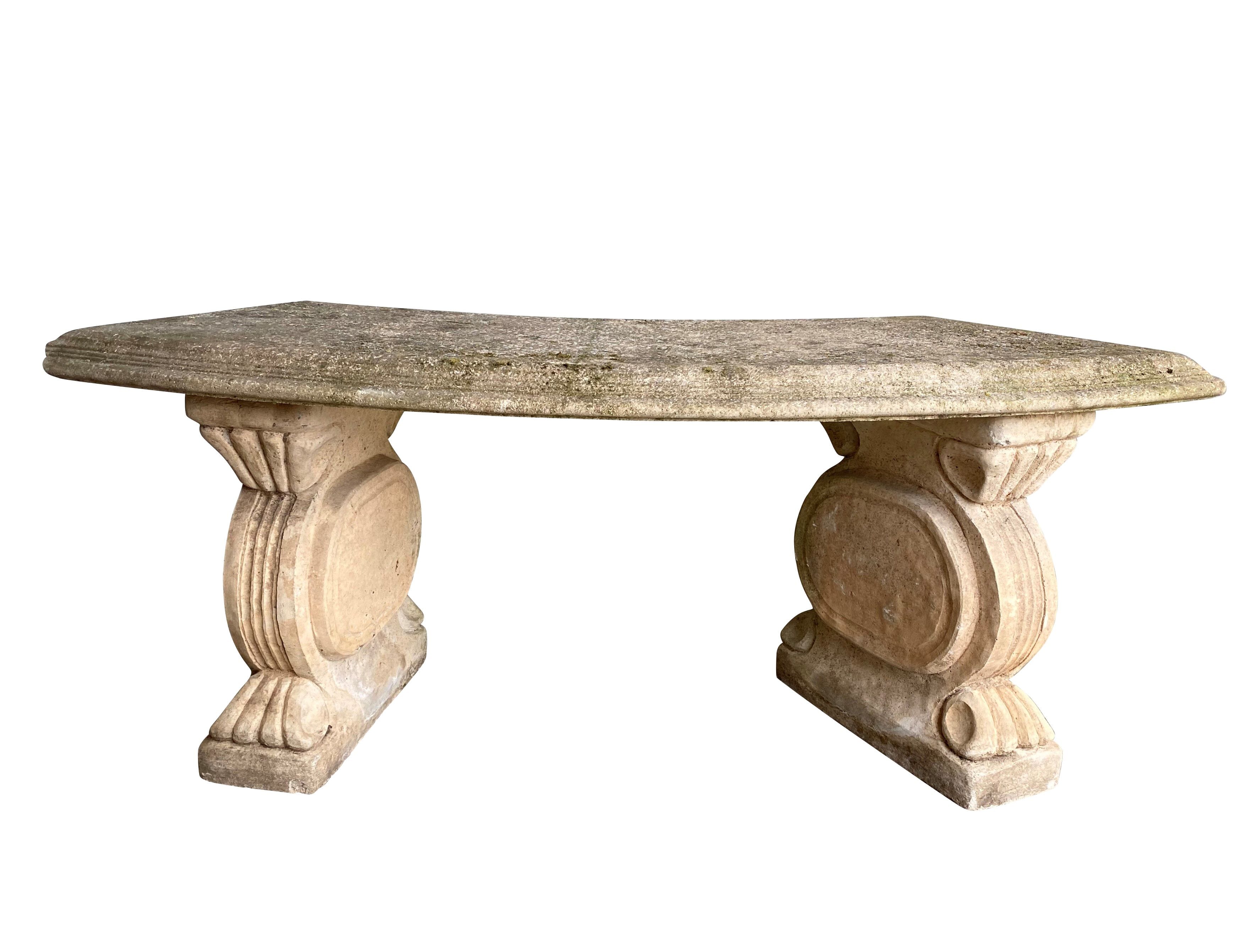 Garden Reconstituted Stone 2 Seater Curved Outdoor Bench - 9268