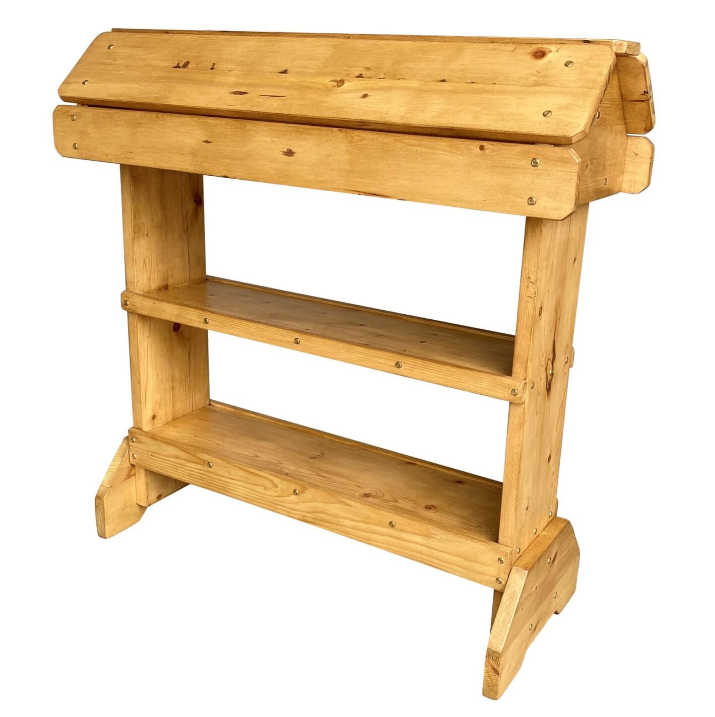 Bespoke Reclaimed Pine Twin Saddle Rack With Shelves - D1689