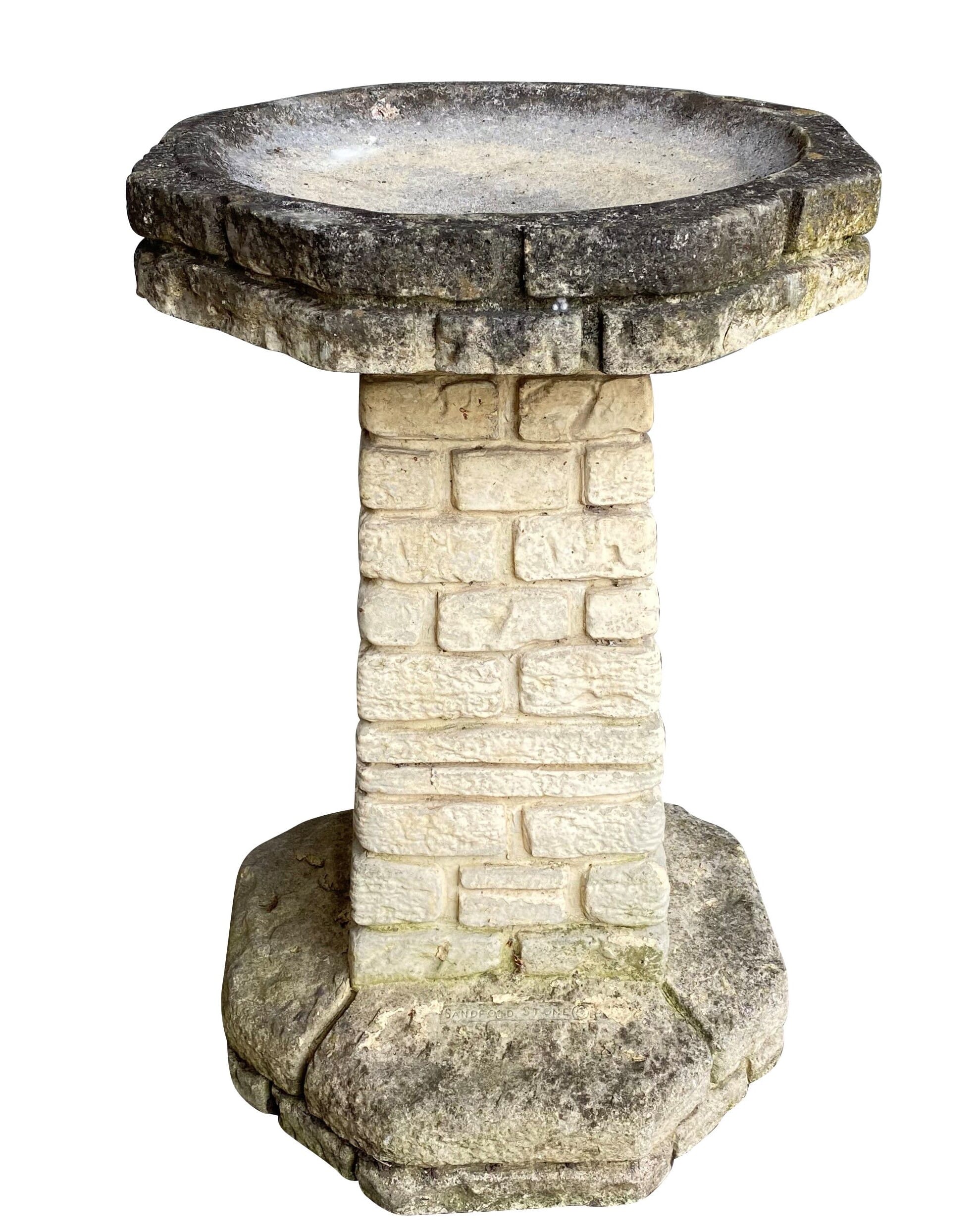Reclaimed Reconstituted Stone Garden Bird Bath - 9266