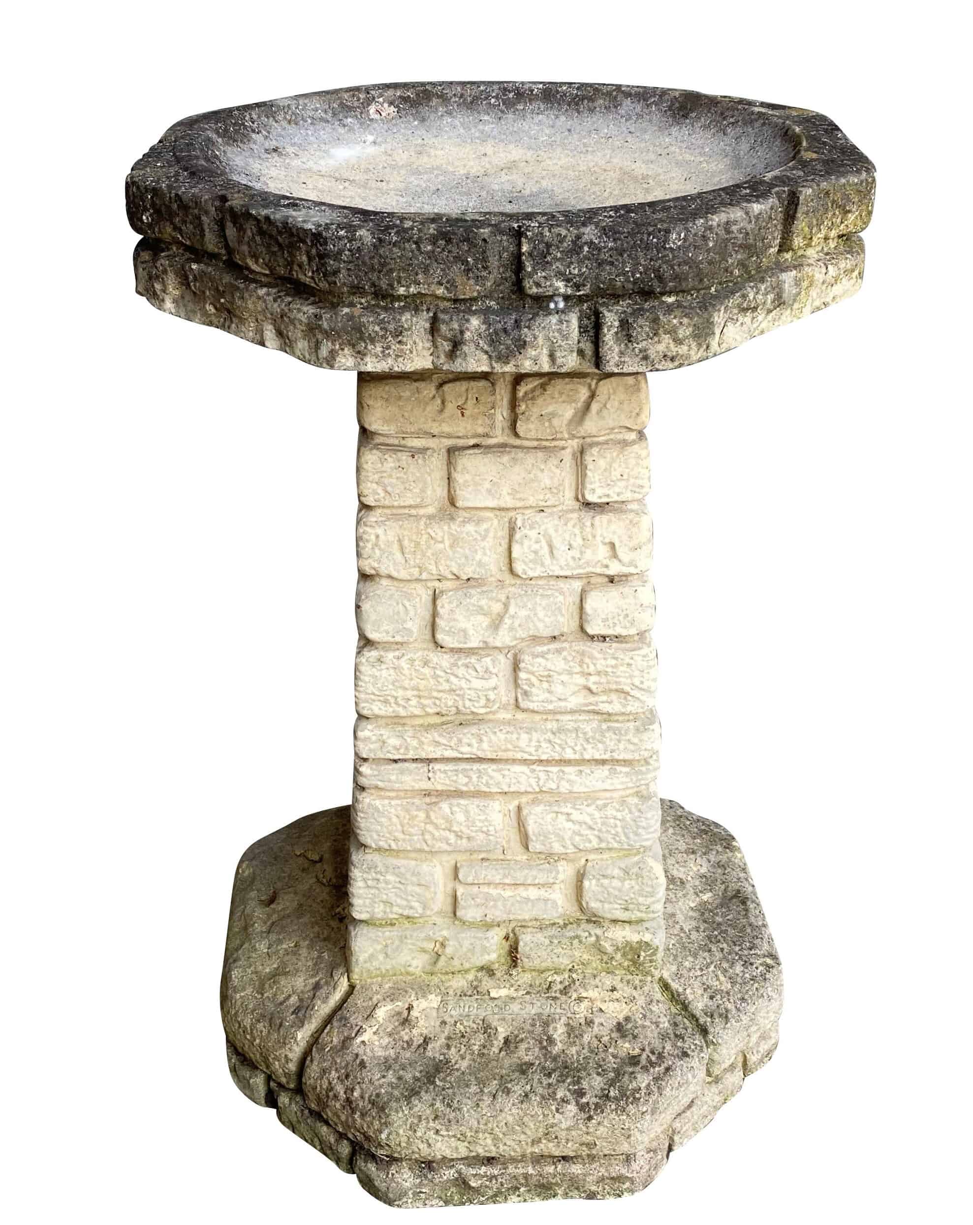 Reclaimed Reconstituted Stone Garden Bird Bath