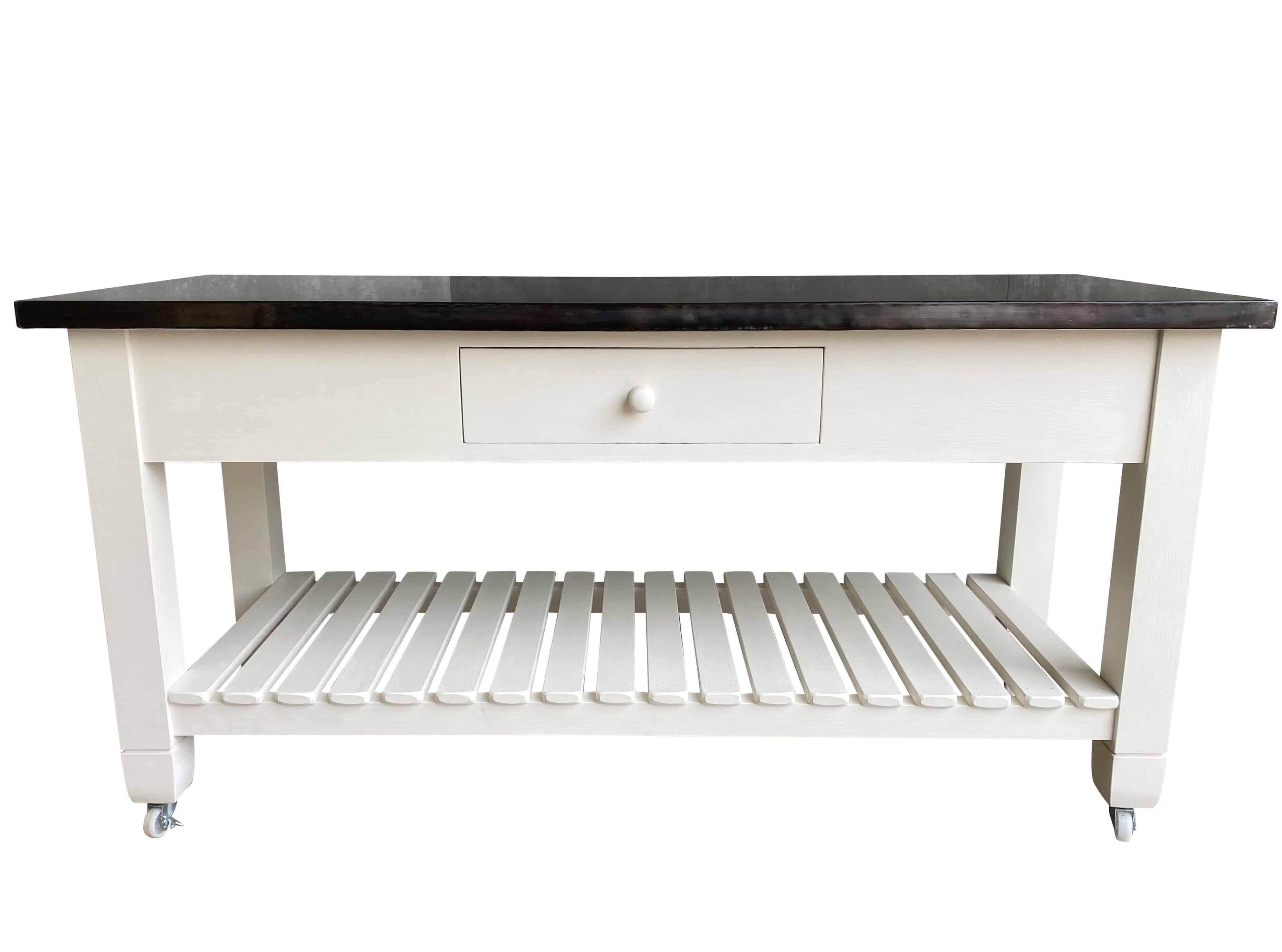 Bespoke Zinc Kitchen Unit With Slatted Shelf & Drawers