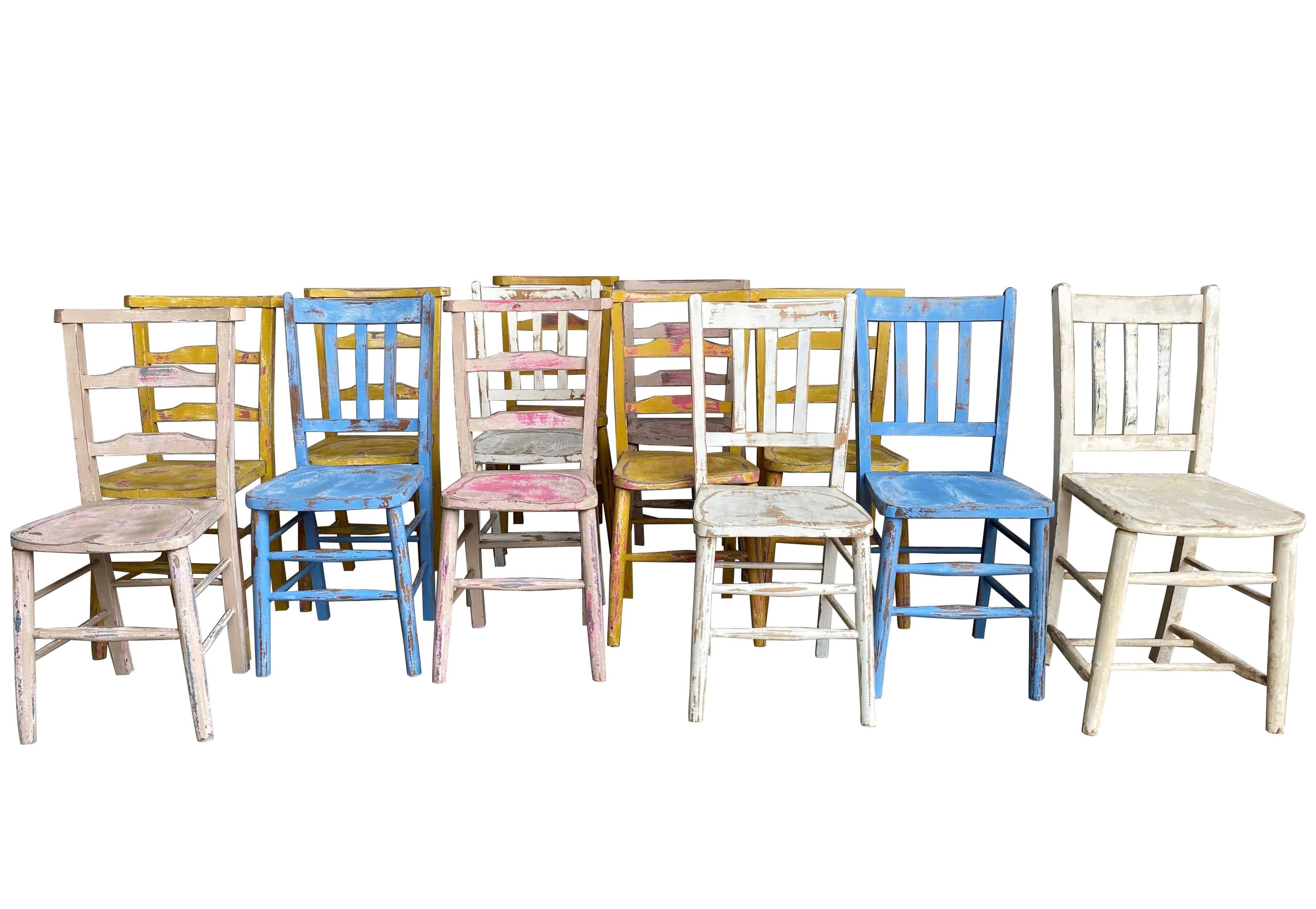 Hand Painted Antique Old Church Chairs