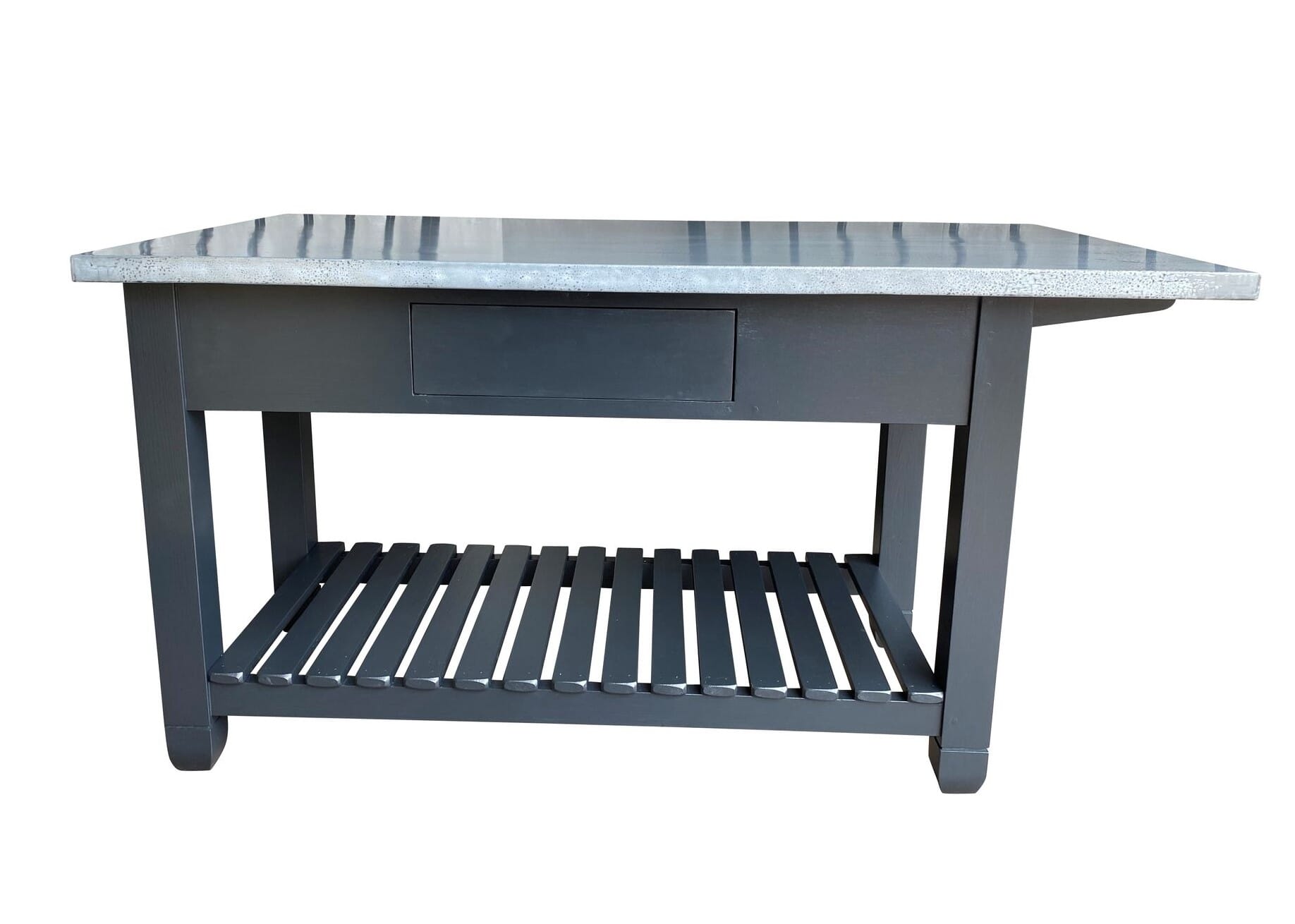 Bespoke Zinc Top Kitchen Central Island With Drawer - D1703