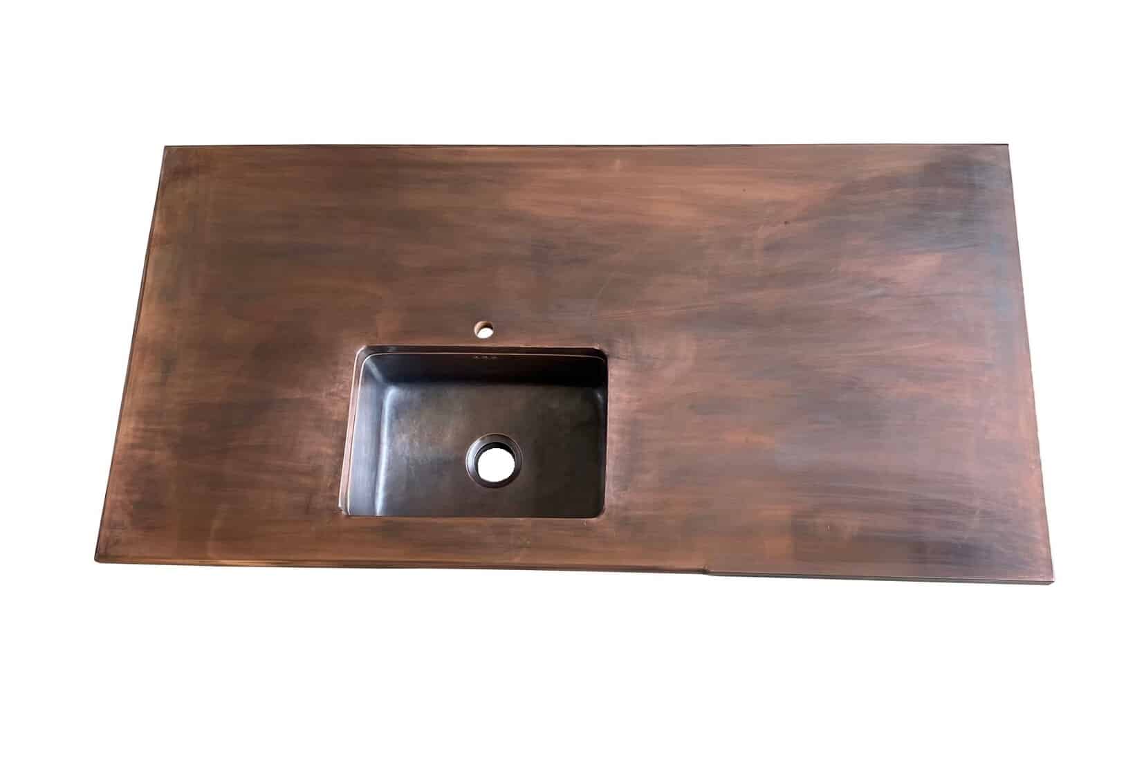 Bespoke Antique Copper Kitchen Worktops with Cutouts