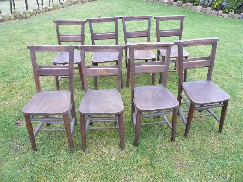 Set of 8 Vintage Church Chairs - 3788