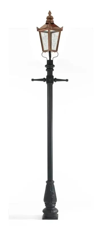 Small Copper Square Lantern and Cast Iron Lamp Post - LF1053 LF1000