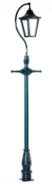 Large Black Swan Neck Lantern and Cast Iron Lamp Post