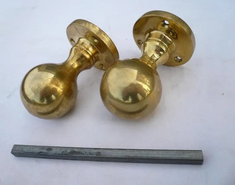 1 Pair of Original Brass Victorian Door Knobs - 3810