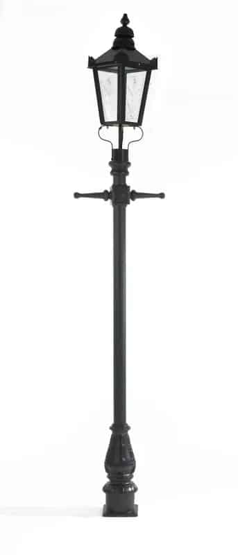 Medium Black Square Lantern and Cast Iron Lamp Post