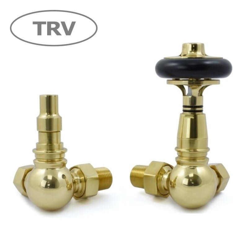 Amberley Corner Radiator Valves Polished Brass Finish - Ambcpb