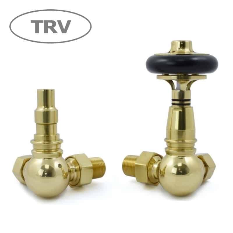 Amberley Corner Radiator Valves Polished Brass Finish