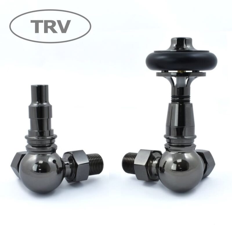 Amberley Corner Radiator Valves Black Nickel Finish - Ambcbn