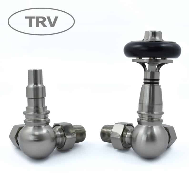 Amberley Corner Radiator Valves Satin Nickel Finish