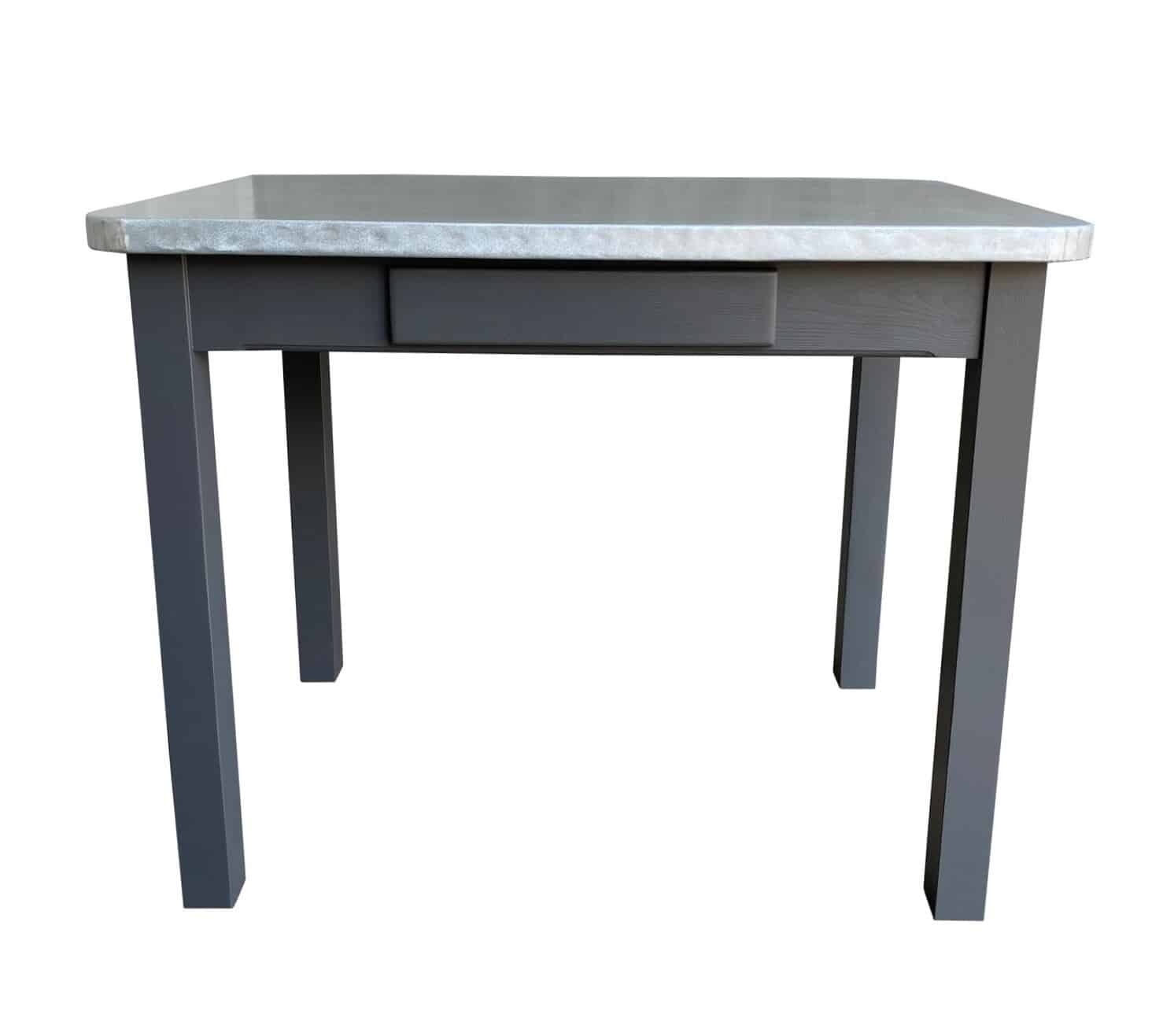 Bespoke Tall Matt Zinc Top Kitchen Table and Painted Base