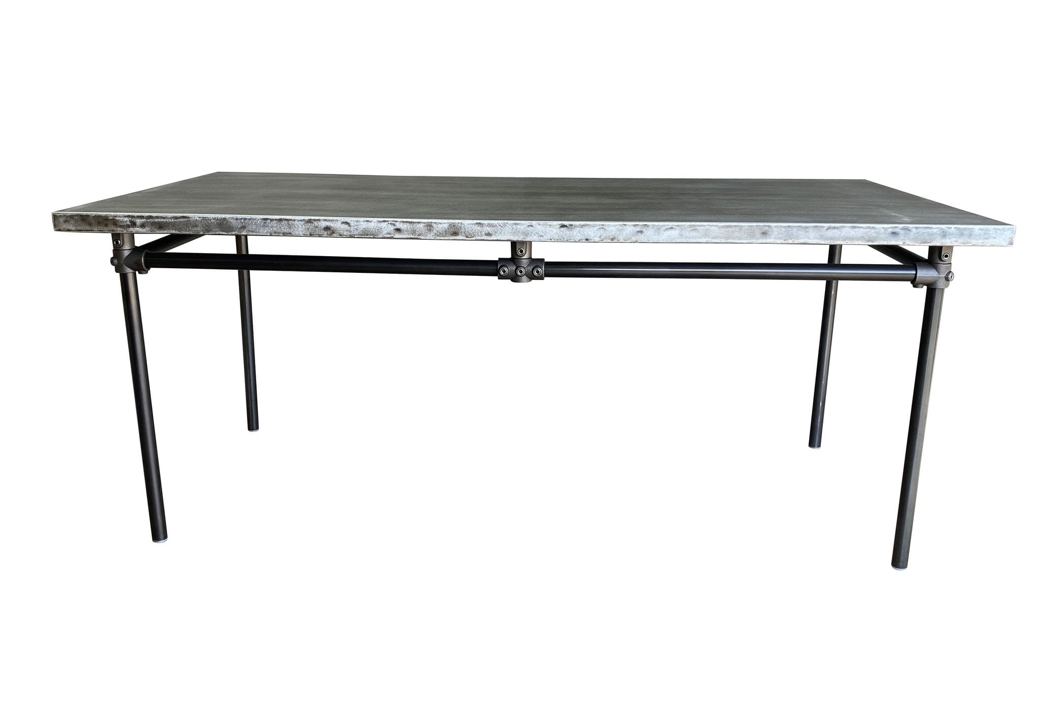 Matt Antiqued Zinc Top Table With Metal Base - D1716