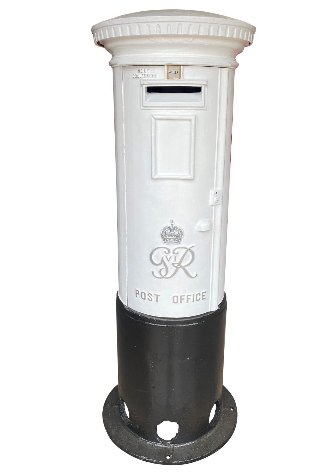 Original Reclaimed White Cast Iron George 6th Pillar Box - 9245