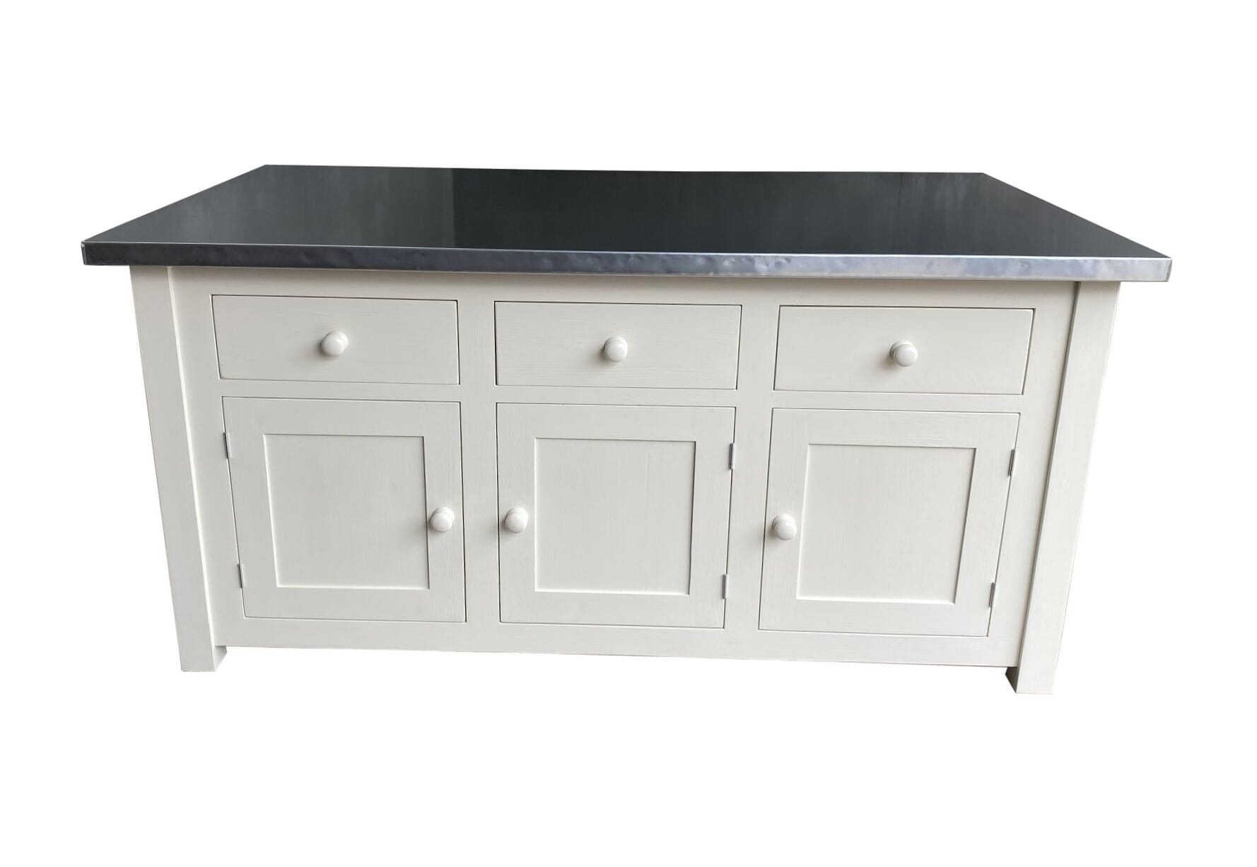 Bespoke Zinc Top Kitchen Island With Wooden Base - D1717