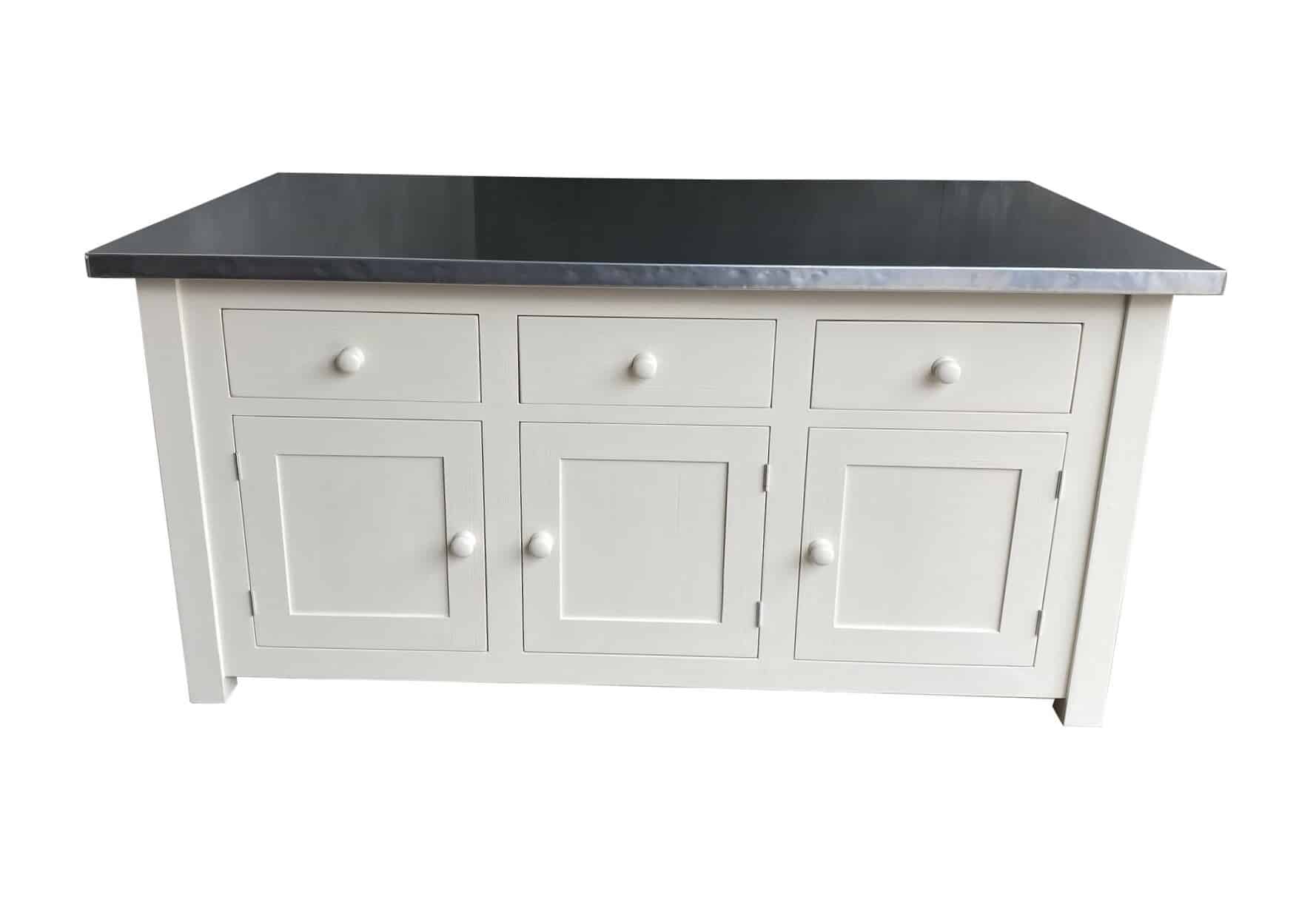 Bespoke Zinc Top Kitchen Island With Wooden Base
