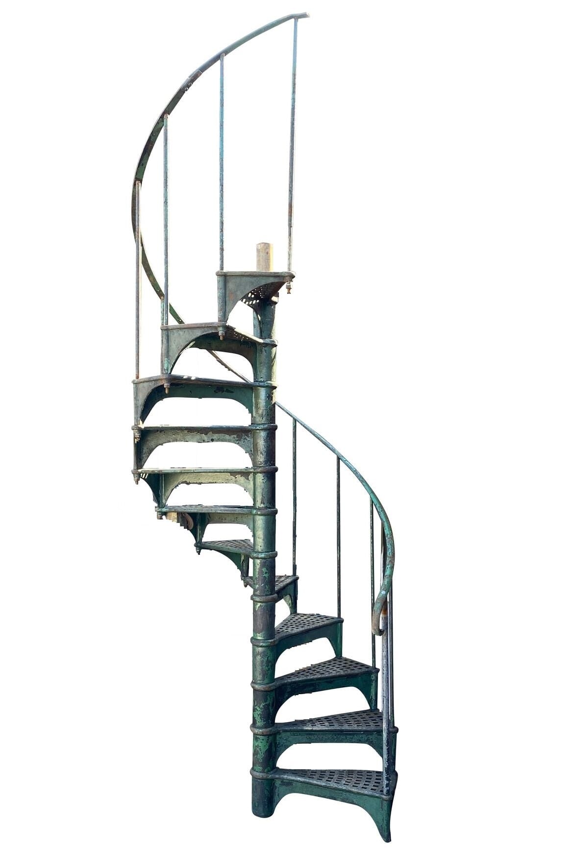 Industrial Green Cast Iron Spiral Staircase - 9283