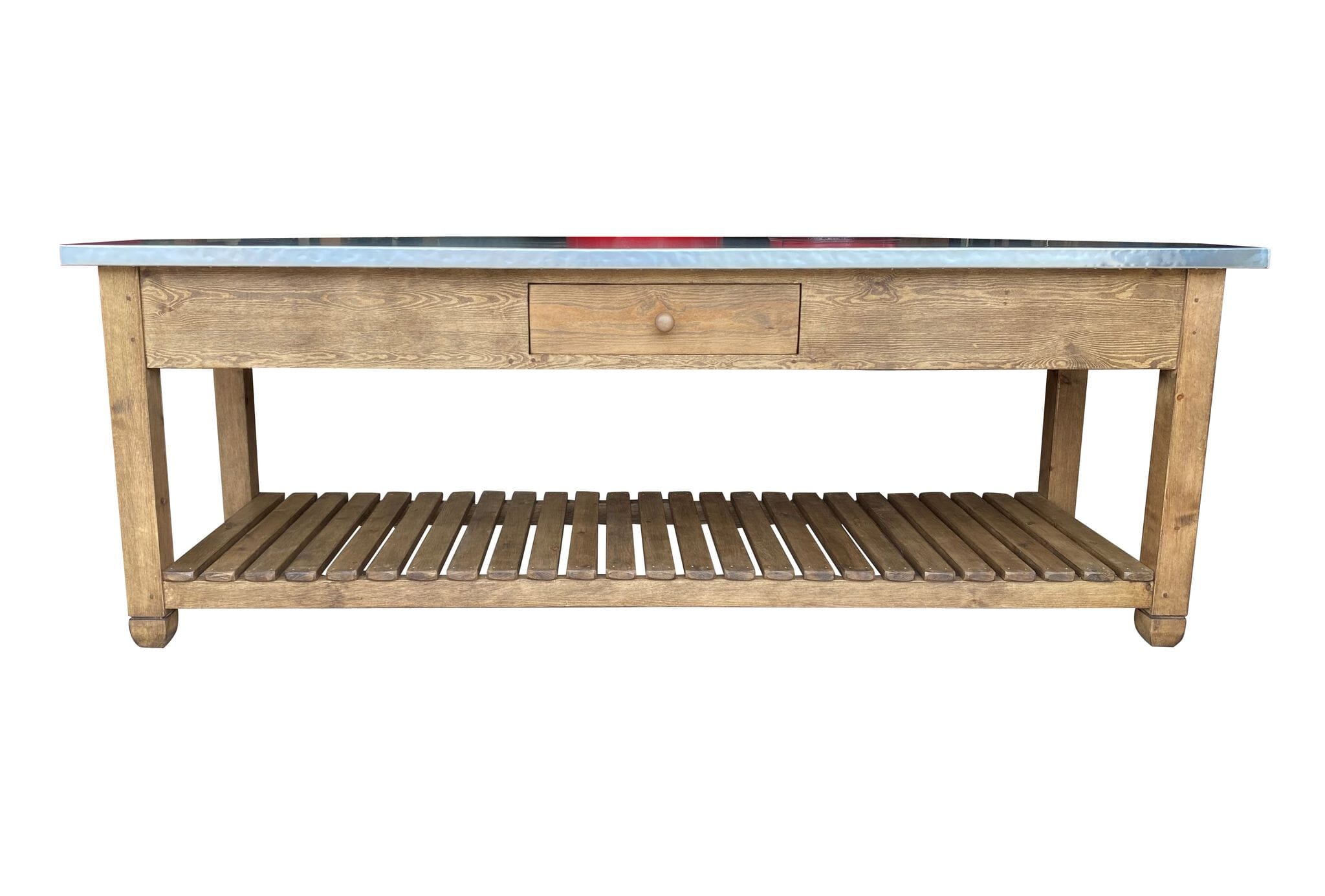 Large Bespoke Zinc Top Kitchen Central Island With Drawers - D1727